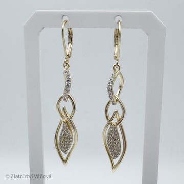 Pozlacené stříbrné náušnice visací na klapku